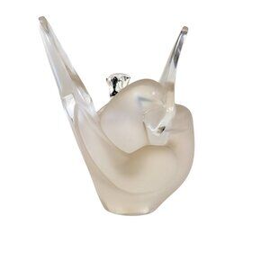 Vintage signed Lalique "Sylvie" Swan Vase with frog insert